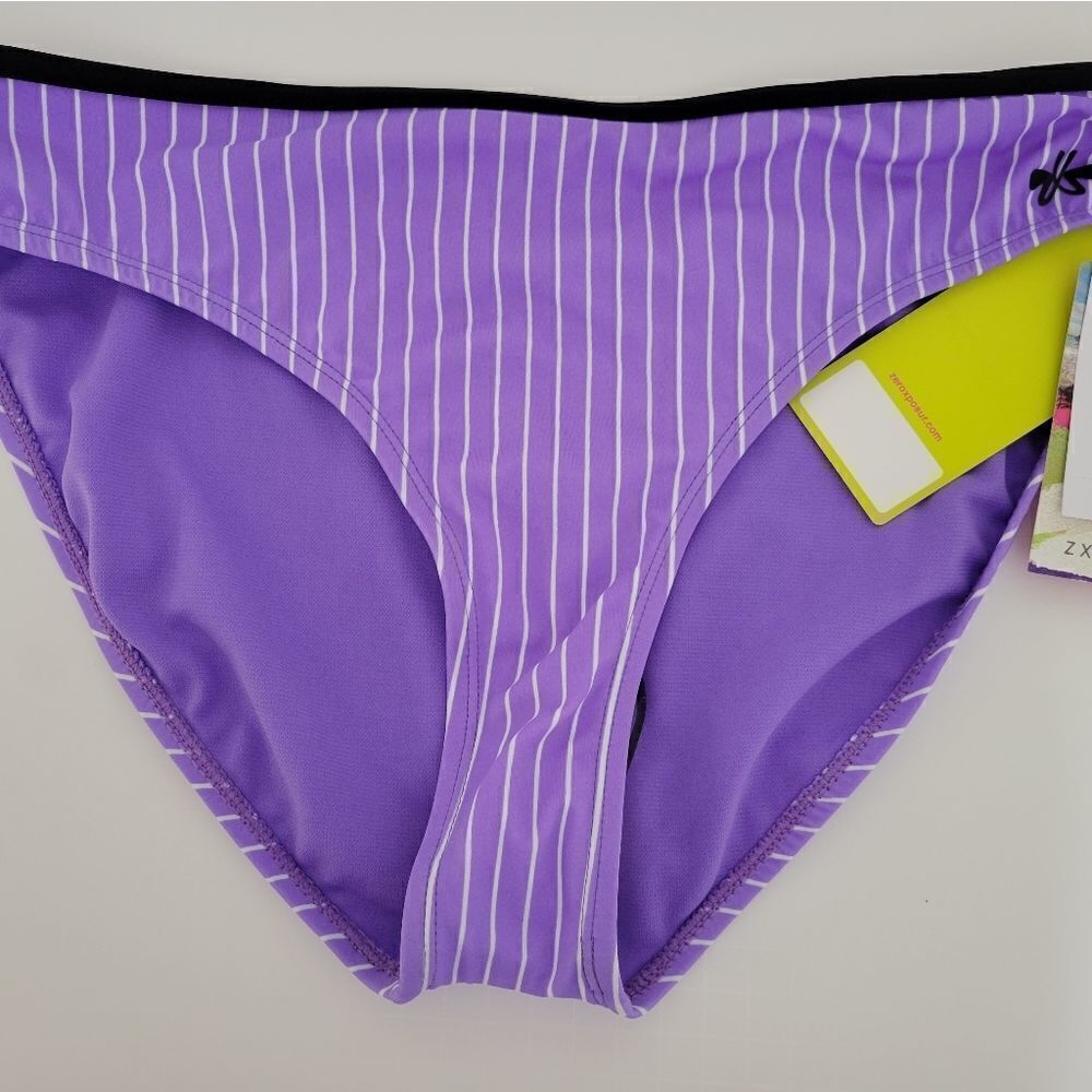 " ZX Sport" Woman's bikini 👙 bottoms Size: XXL purple/white stripped NWT